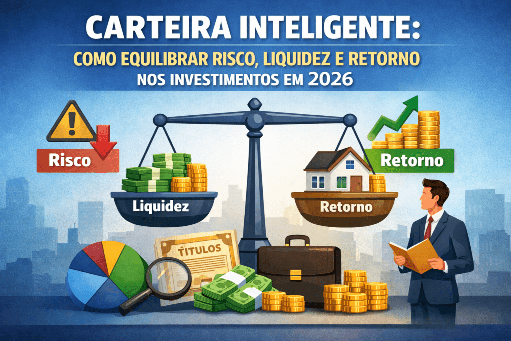 Carteira inteligente em 2026 equilibrando risco, liquidez e retorno nos investimentos