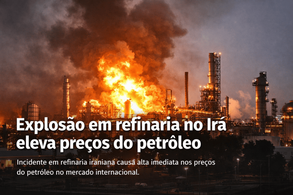 Preço do petróleo sobe em 2026 após guerra no Oriente Médio, com explosão em refinaria impactando combustíveis e o mercado global