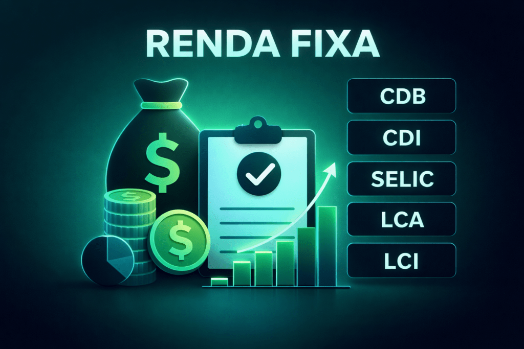 Carteira de renda fixa diversificada com Selic, CDI e Tesouro Direto em 2026