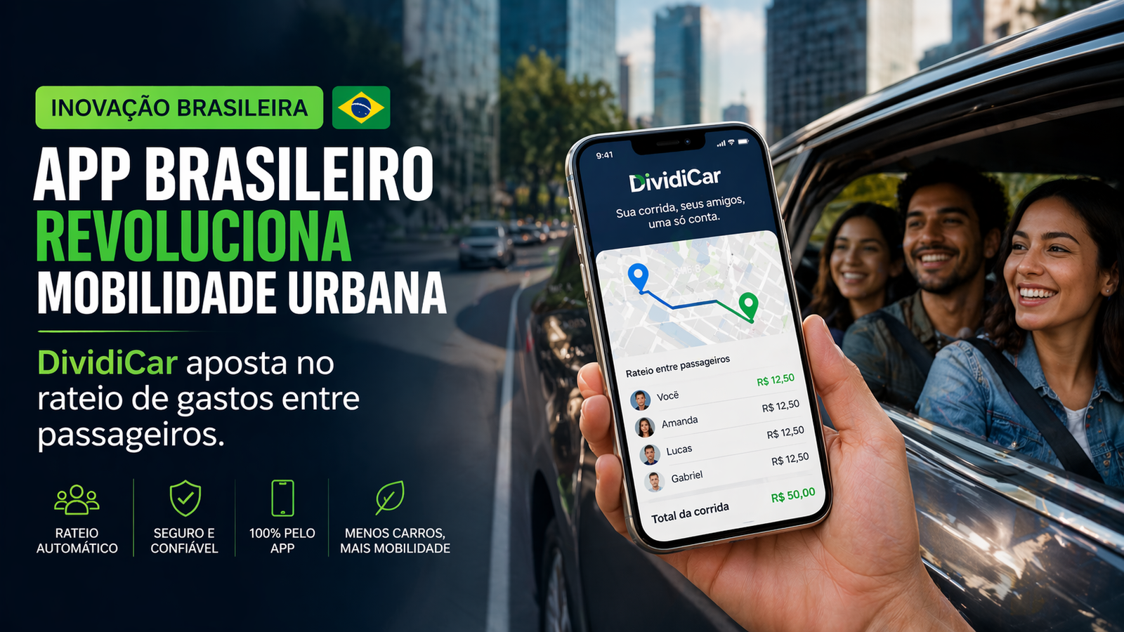 App brasileiro revoluciona mobilidade: DividiCar aposta no rateio de gastos entre passageiros em 2026