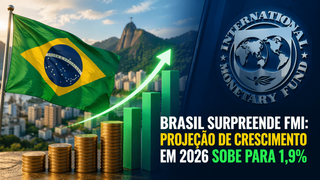 Brasil surpreende FMI: projeção de crescimento em 2026 sobe para 1,9%. A surpresa positiva ocorre mesmo diante de alertas sobre riscos fiscais, evidenciando a resiliência da economia brasileira no cenário internacional.