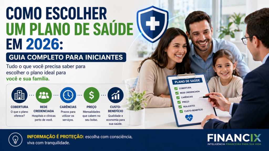 Aprenda como escolher um plano de saúde em 2026 comparando cobertura, carência, rede credenciada, preços e custo-benefício para tomar uma decisão mais segura.