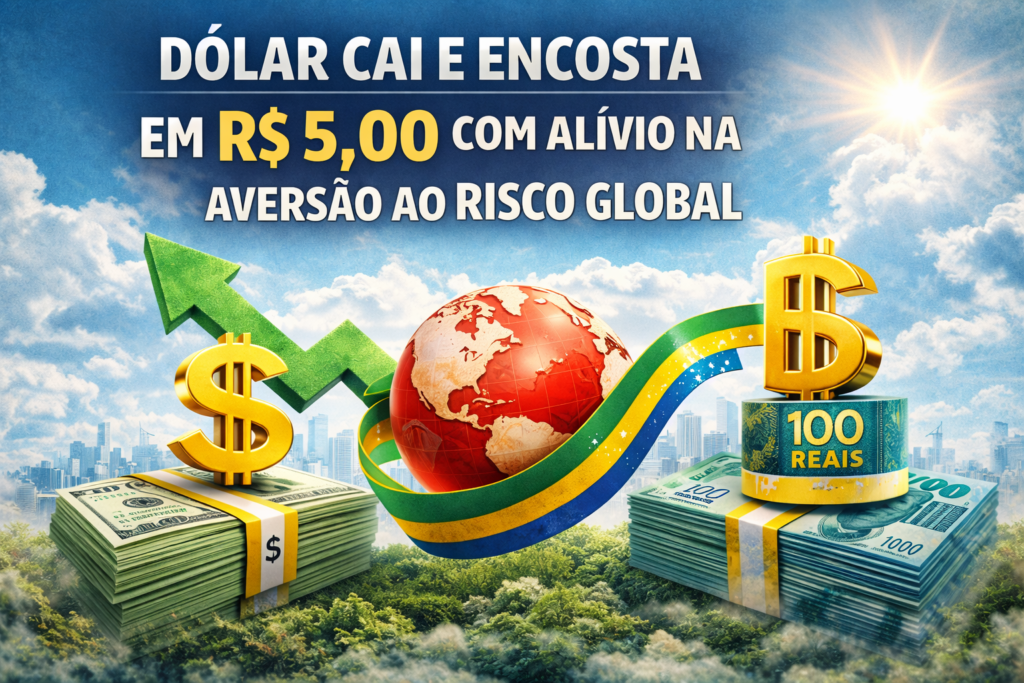 Dólar cai e encosta em R$ 5,00 com alívio na aversão ao risco global