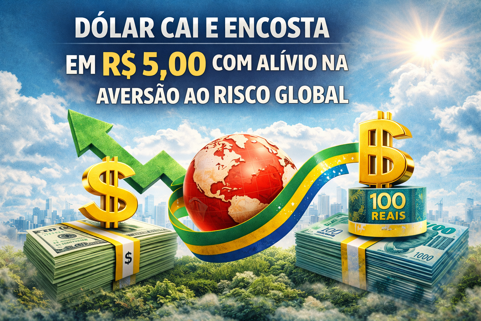 Dólar cai e encosta em R$ 5,00 com alívio na aversão ao risco global