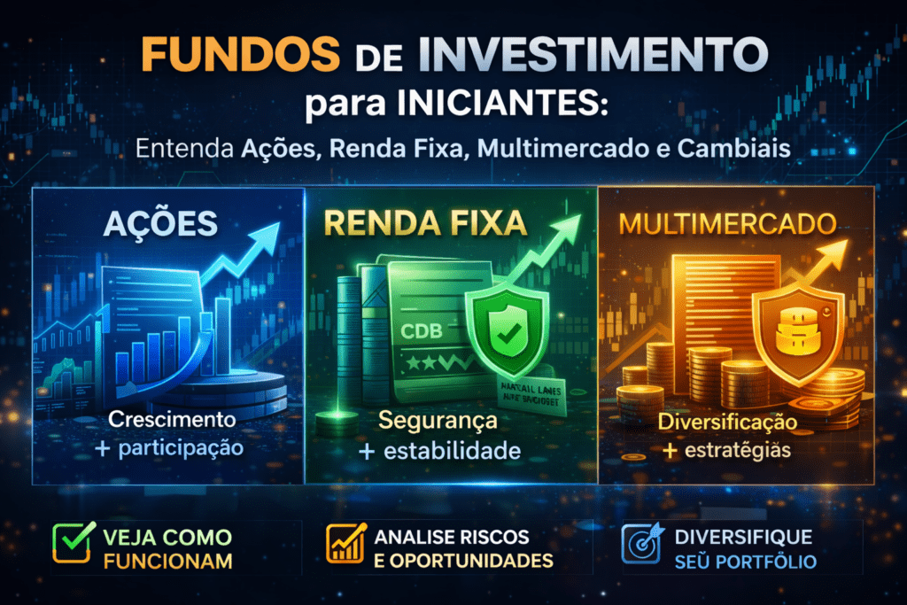 Fundos de Investimento para iniciantes: entenda de uma vez por todas Ações, Renda Fixa, Multimercado e Cambiais. Escolha o melhor para seu perfil.
