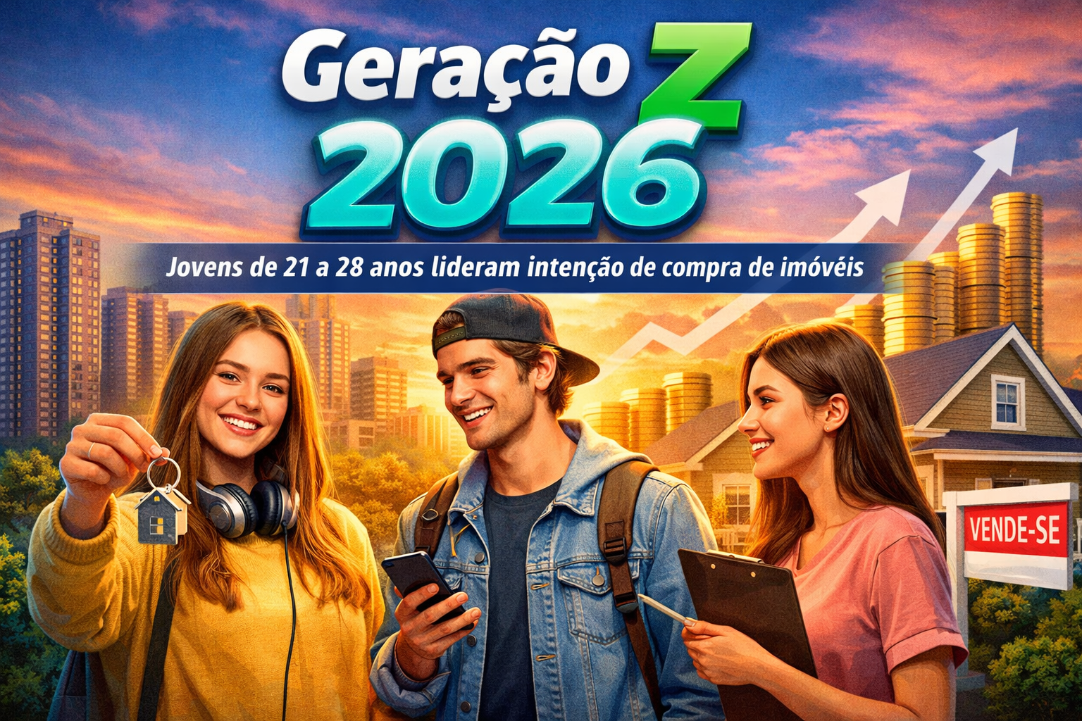 Geração Z lidera compra de imóveis em 2026 com jovens de 21 a 28 anos impulsionando o mercado imobiliário