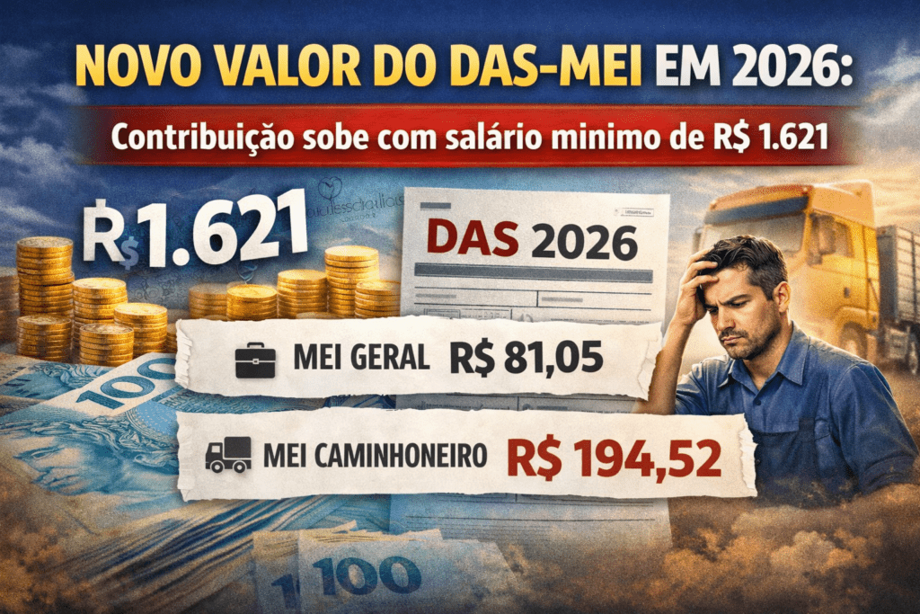 Novo valor DAS MEI 2026: veja quanto pagar com salário mínimo de R$ 1.621