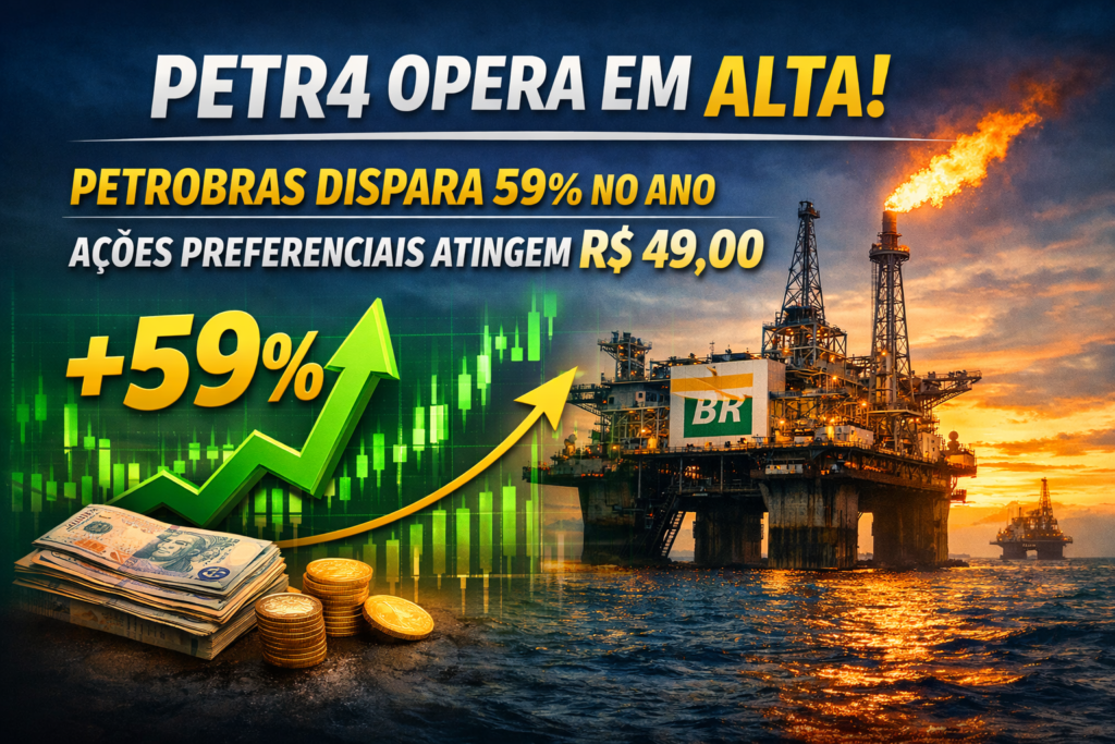 PETR4 operam em alta em 2026 com