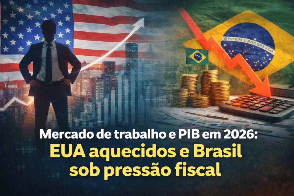 Mercado de trabalho e PIB em 2026 com economia dos EUA aquecida e Brasil sob pressão fiscal e crescimento mais limitado