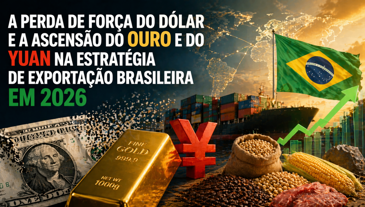 Diversificação de reservas: a perda de força do dólar e a ascensão do ouro e do yuan na estratégia de exportação brasileira