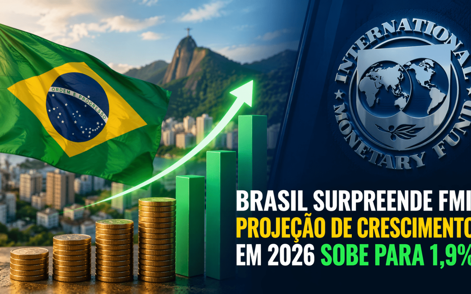 Brasil surpreende FMI: projeção de crescimento em 2026 sobe para 1,9%. A surpresa positiva ocorre mesmo diante de alertas sobre riscos fiscais, evidenciando a resiliência da economia brasileira no cenário internacional.