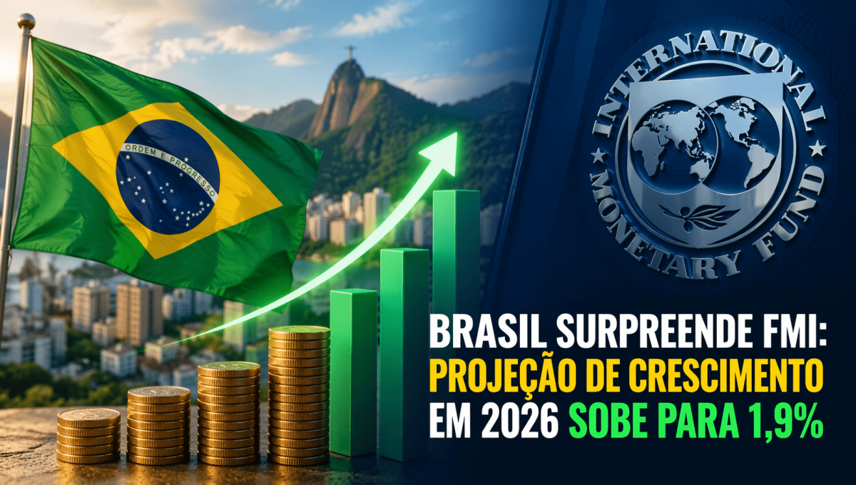 Brasil surpreende FMI: projeção de crescimento em 2026 sobe para 1,9%. A surpresa positiva ocorre mesmo diante de alertas sobre riscos fiscais, evidenciando a resiliência da economia brasileira no cenário internacional.
