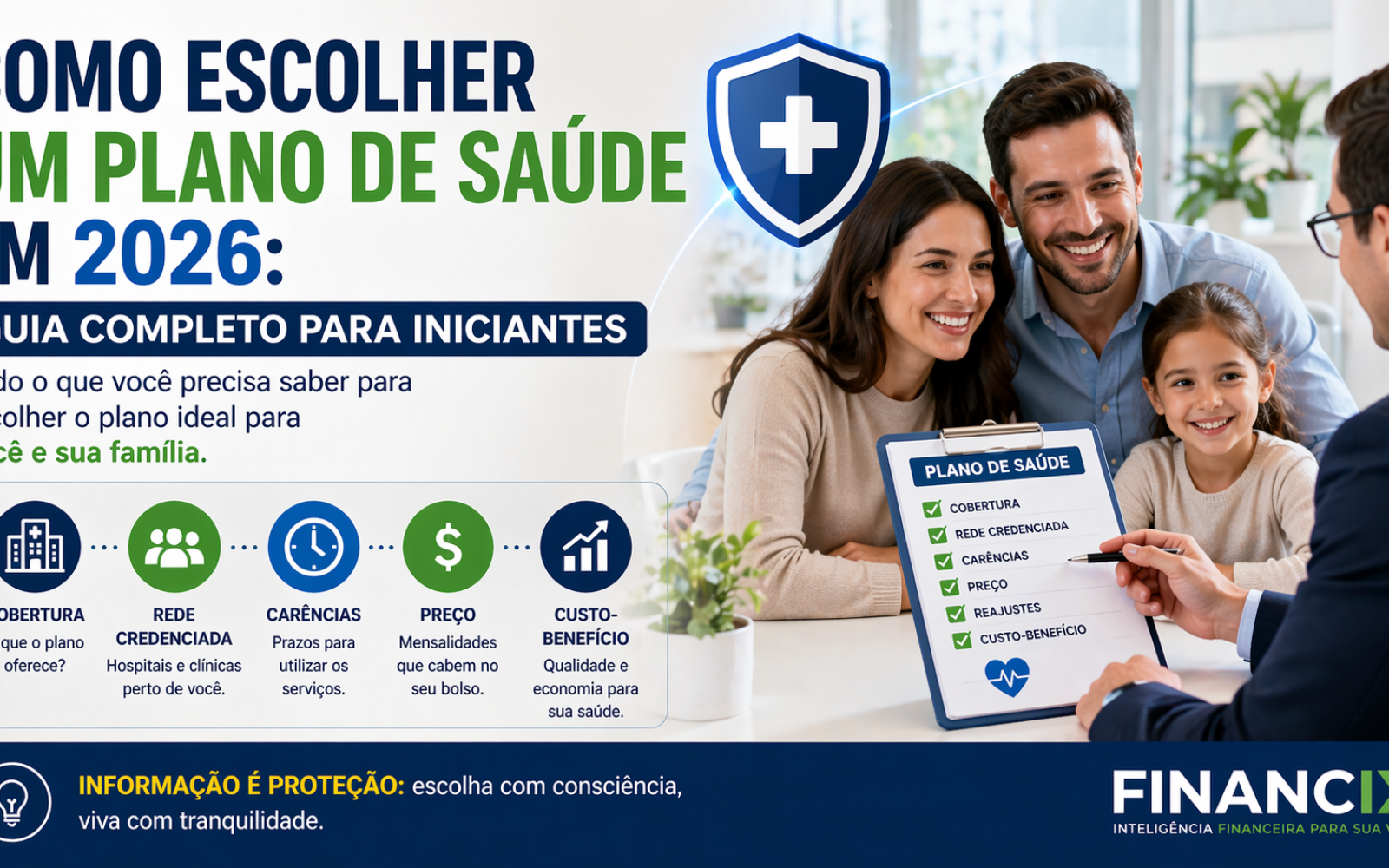 Aprenda como escolher um plano de saúde em 2026 comparando cobertura, carência, rede credenciada, preços e custo-benefício para tomar uma decisão mais segura.