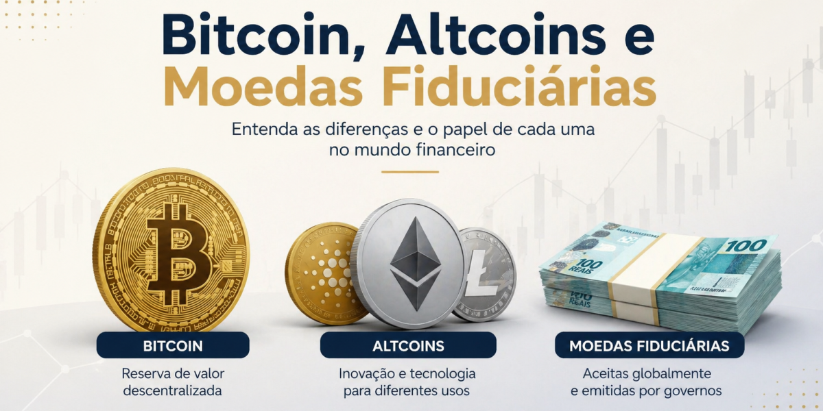 Entenda o que é criptoeconomia, como funcionam o Bitcoin, altcoins e moedas fiduciárias.