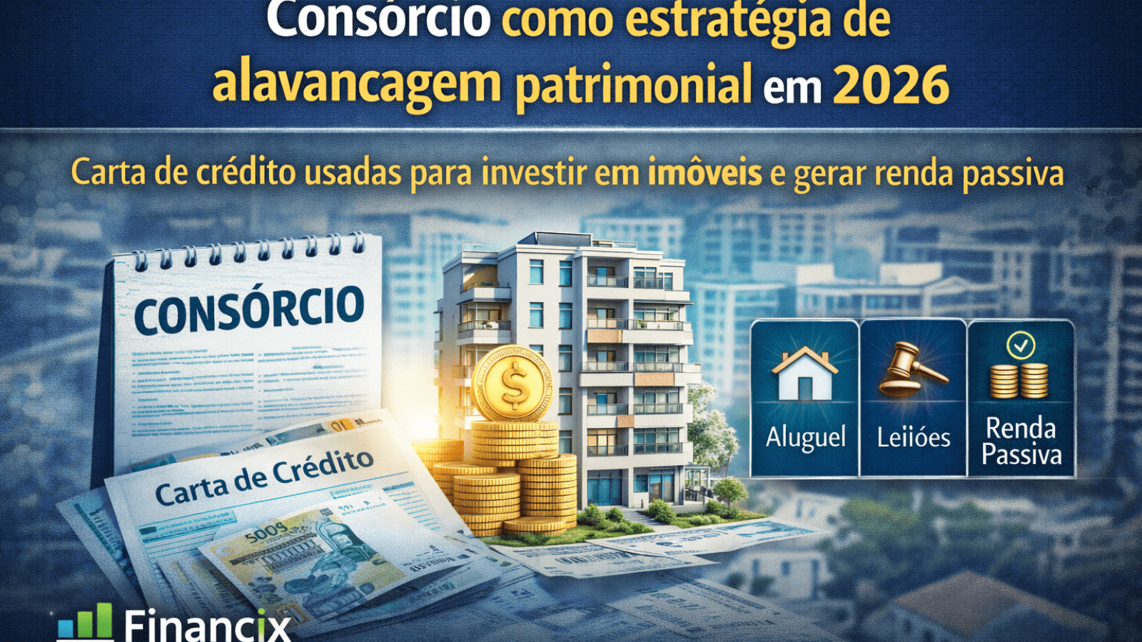 Consórcio como estratégia de alavancagem patrimonial em 2026 com uso de carta de crédito para imóveis, renda passiva e investimentos