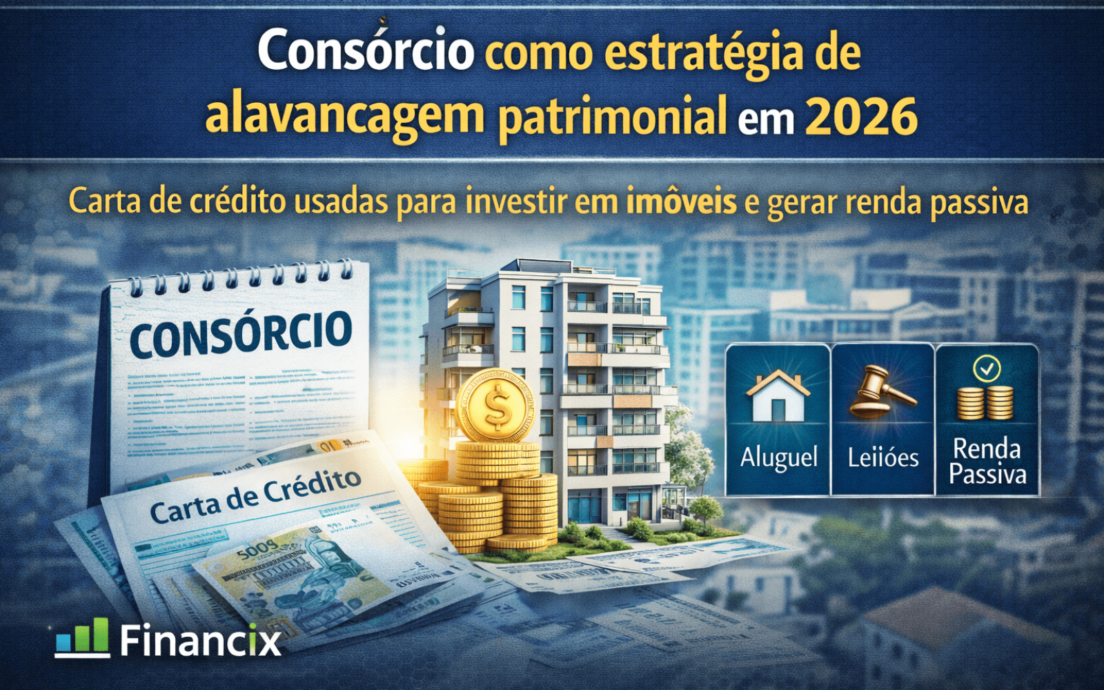 Consórcio como estratégia de alavancagem patrimonial em 2026 com uso de carta de crédito para imóveis, renda passiva e investimentos