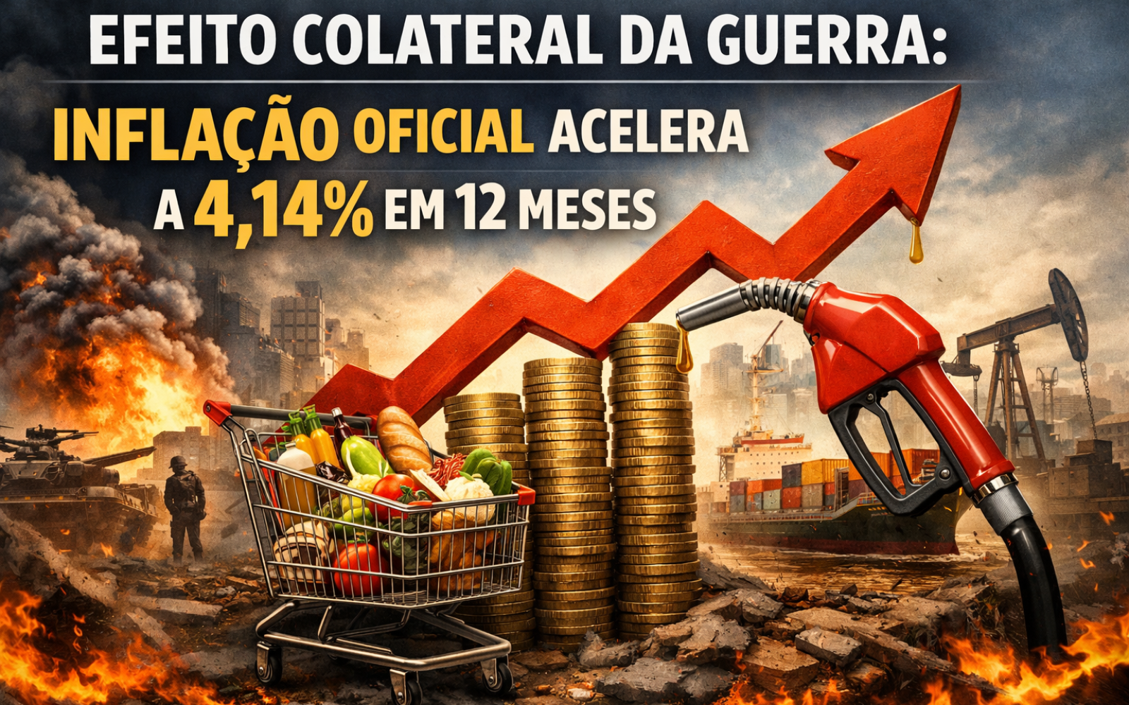 Entenda o efeito colateral da guerra no Oriente Médio sobre combustíveis, alimentos e a economia brasileira. Análise da Equipe FinanciX.