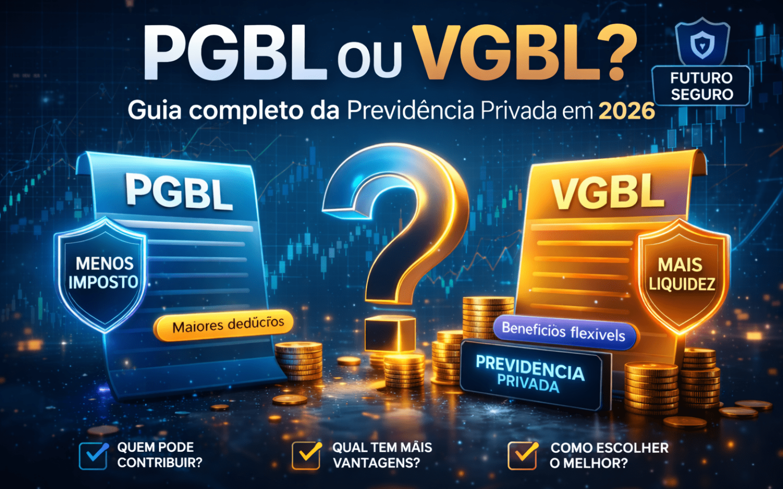 PGBL ou VGBL: qual o melhor para sua aposentadoria? Entenda diferenças, vantagens fiscais e rentabilidade. Guia completo da Previdência Privada em 2026.