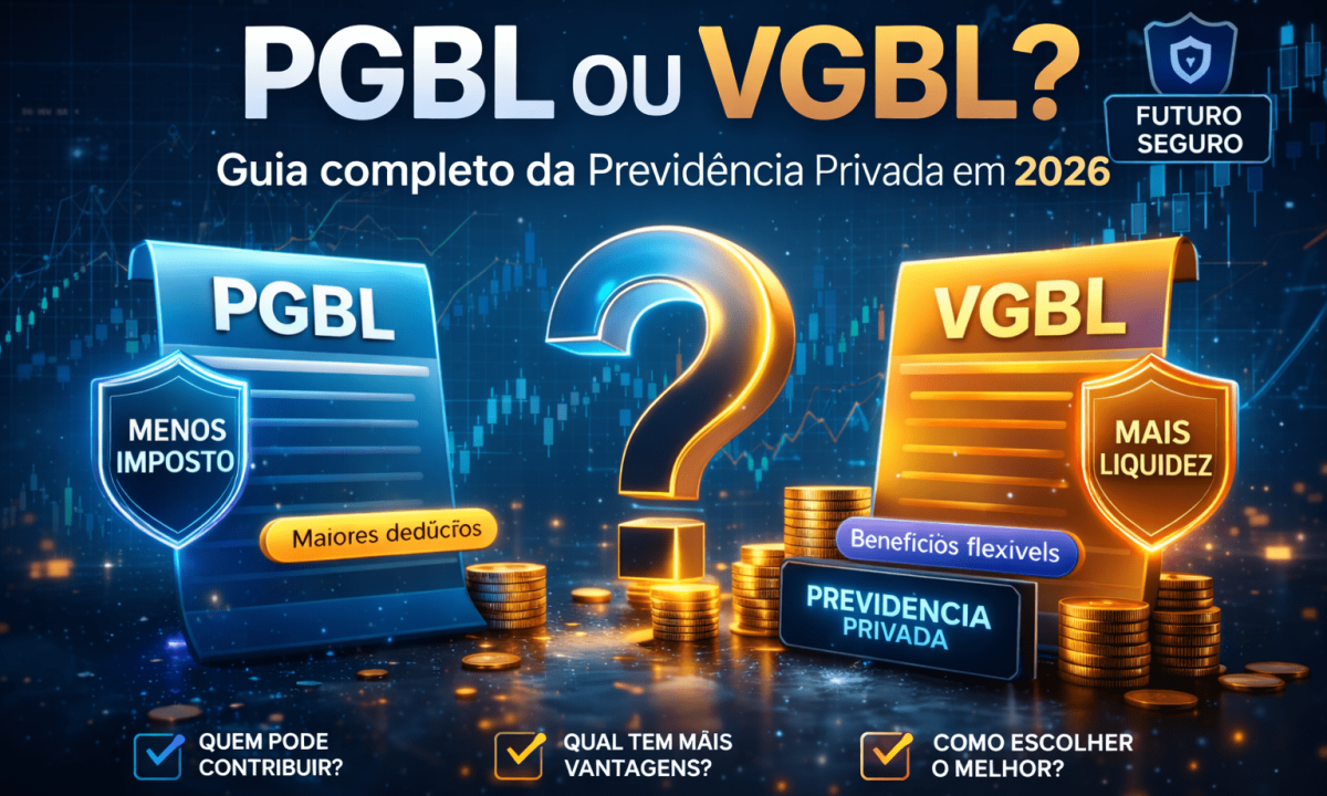 PGBL ou VGBL: qual o melhor para sua aposentadoria? Entenda diferenças, vantagens fiscais e rentabilidade. Guia completo da Previdência Privada em 2026.