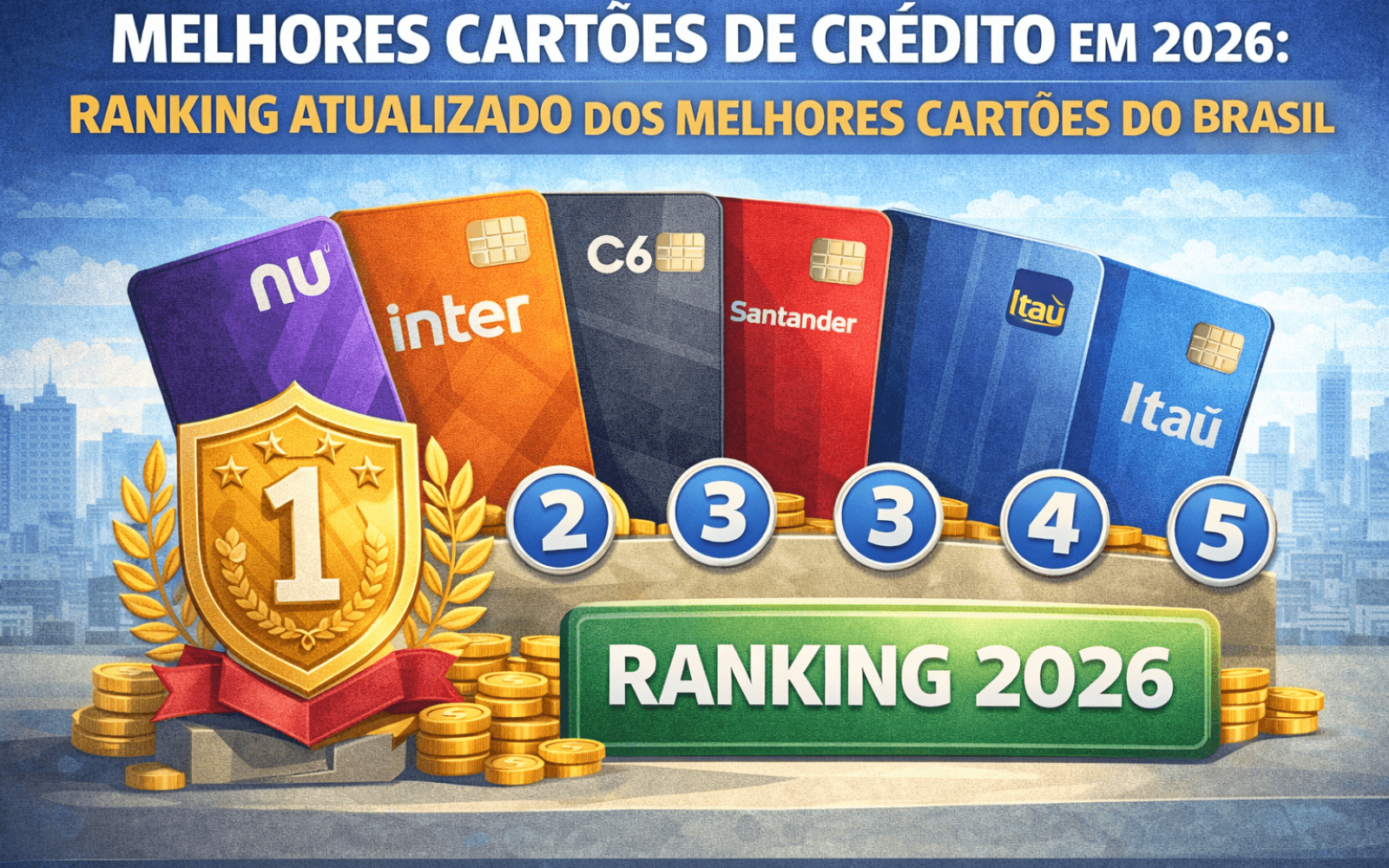 Melhores cartões de crédito em 2026 com ranking atualizado dos bancos no Brasil