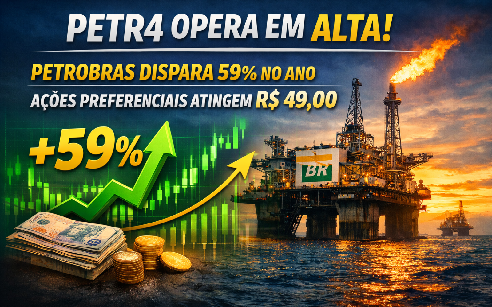 PETR4 operam em alta em 2026 com
