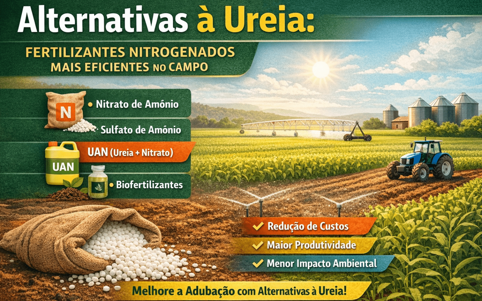 Alternativas à ureia com fertilizantes nitrogenados mais eficientes no agronegócio em 2026