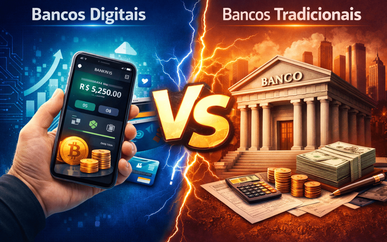 bancos digitais vs bancos tradicionais qual vale mais a pena em 2026 comparação de contas e serviços financeiros