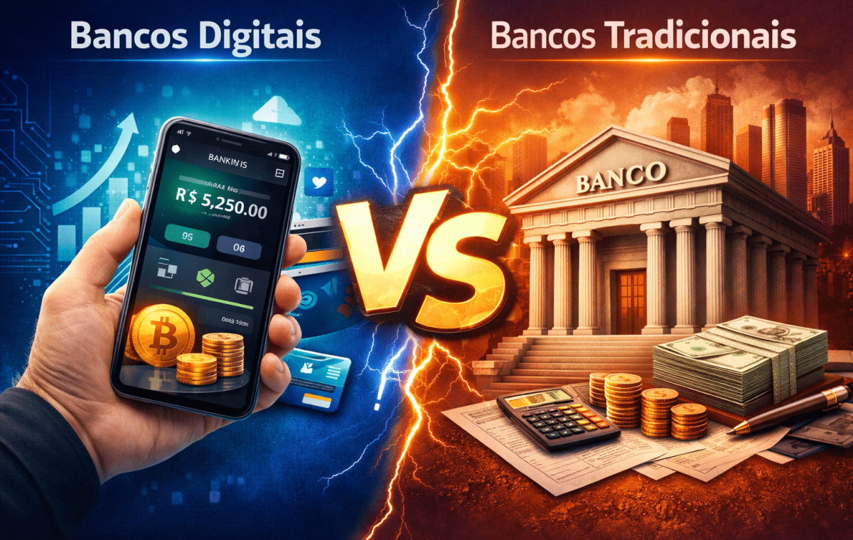 bancos digitais vs bancos tradicionais qual vale mais a pena em 2026 comparação de contas e serviços financeiros