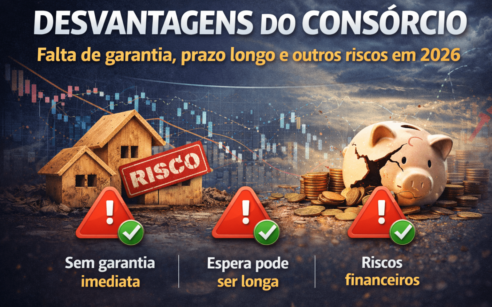 Desvantagens do consórcio em 2026 com prazo longo, falta de garantia e riscos financeiros