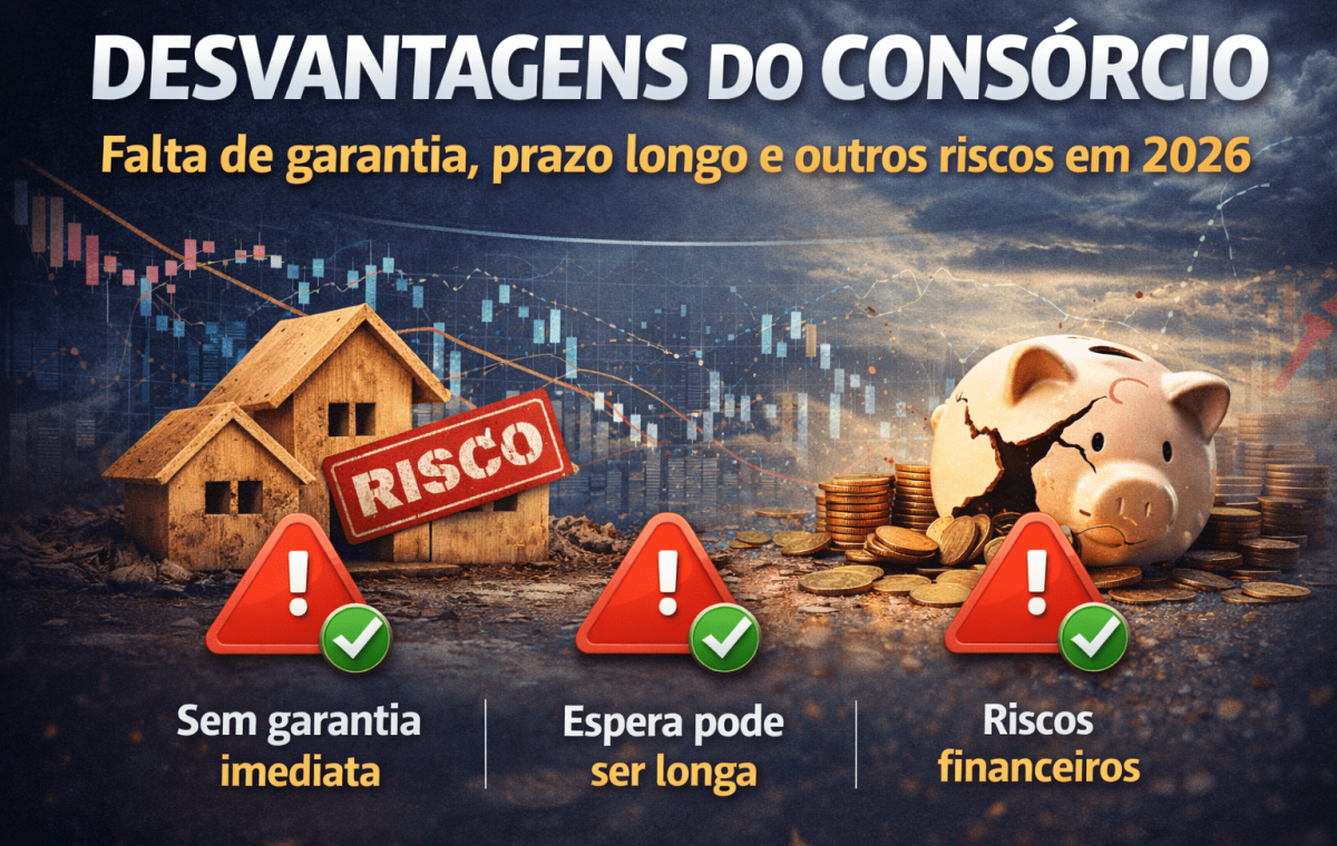 Desvantagens do consórcio em 2026 com prazo longo, falta de garantia e riscos financeiros