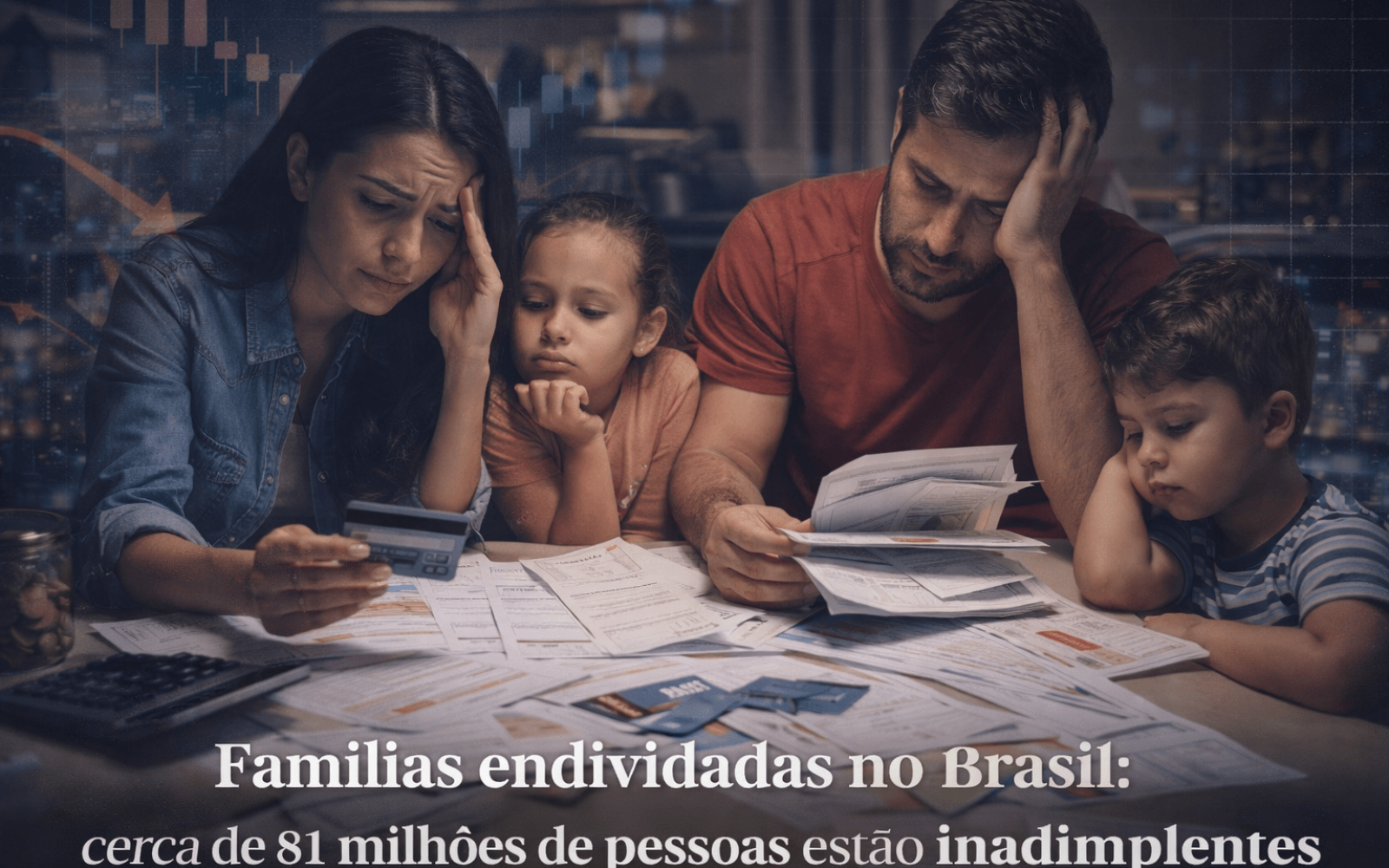 Endividamento das famílias no Brasil em 2026 com alta da inadimplência, mostrando dificuldades financeiras e aumento das dívidas no orçamento doméstico