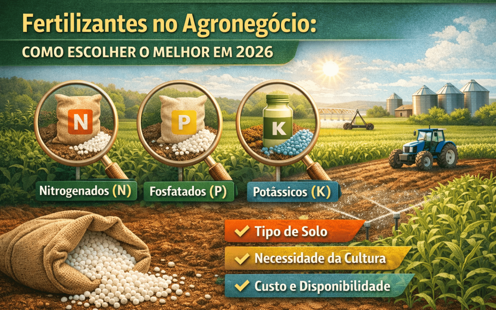Fertilizantes no agronegócio com nutrientes NPK e como escolher o melhor em 2026