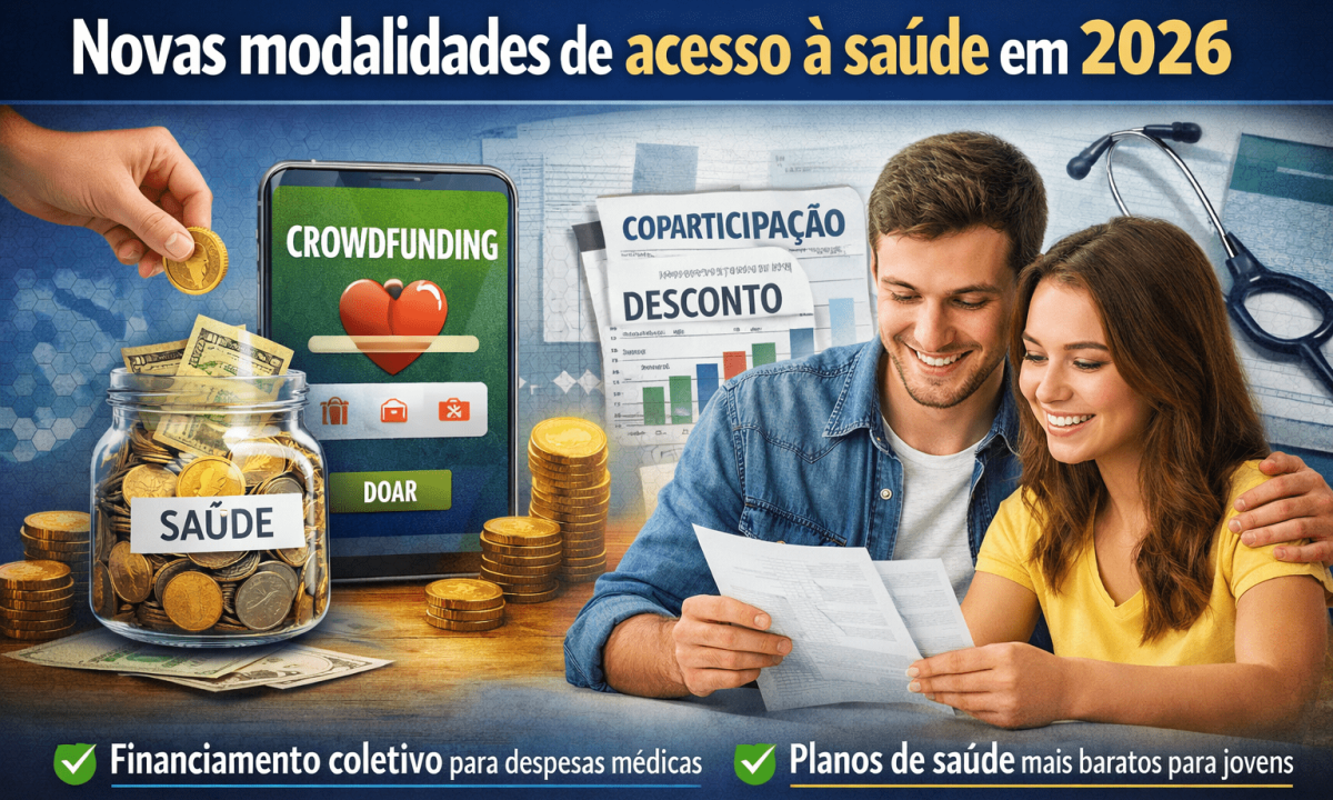 Novas modalidades de acesso à saúde em 2026 com crowdfunding para despesas médicas e planos com coparticipação mais baratos para jovens