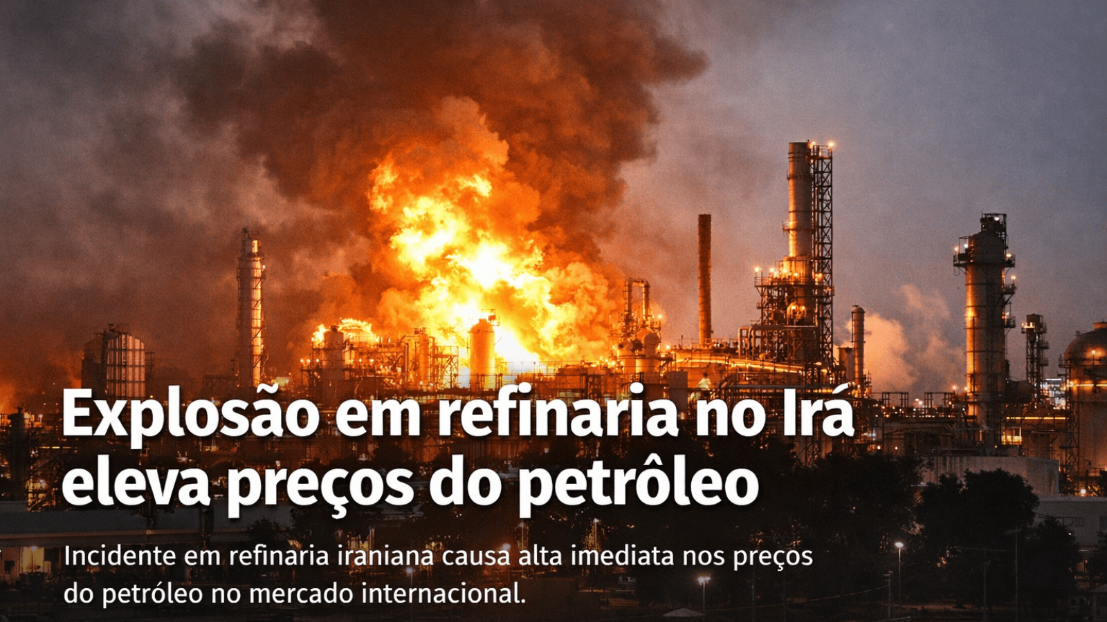 Preço do petróleo sobe em 2026 após guerra no Oriente Médio, com explosão em refinaria impactando combustíveis e o mercado global